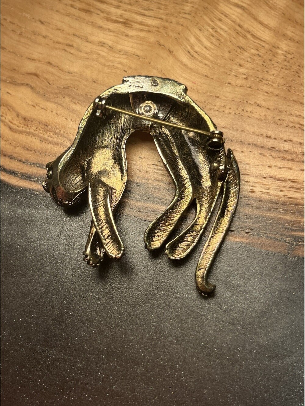 Vintage Metal Rhinestone Leopard Pin - Picture 2 of 4